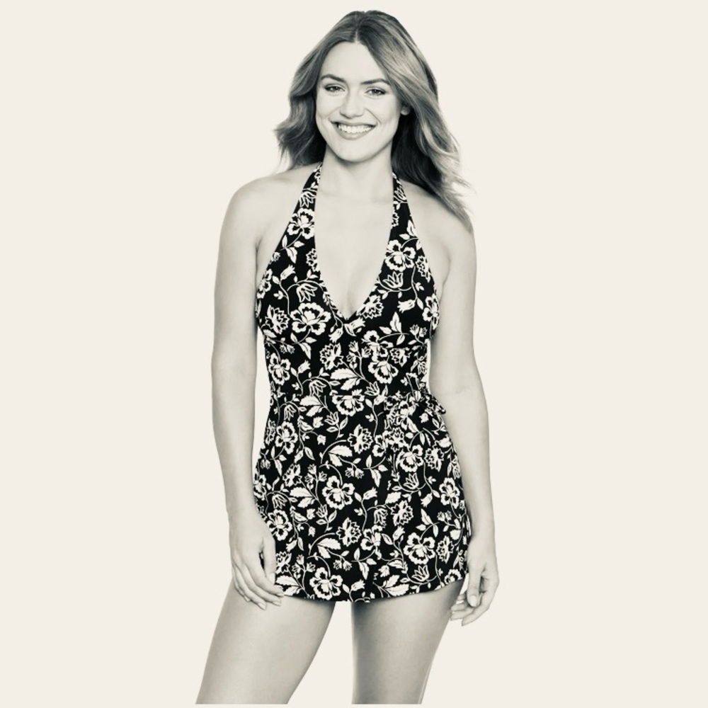 Draper James RSVP NWT UPF 50 Picnic Summer Faux Wrap Halter Swimdress Size XS - Picture 2 of 11